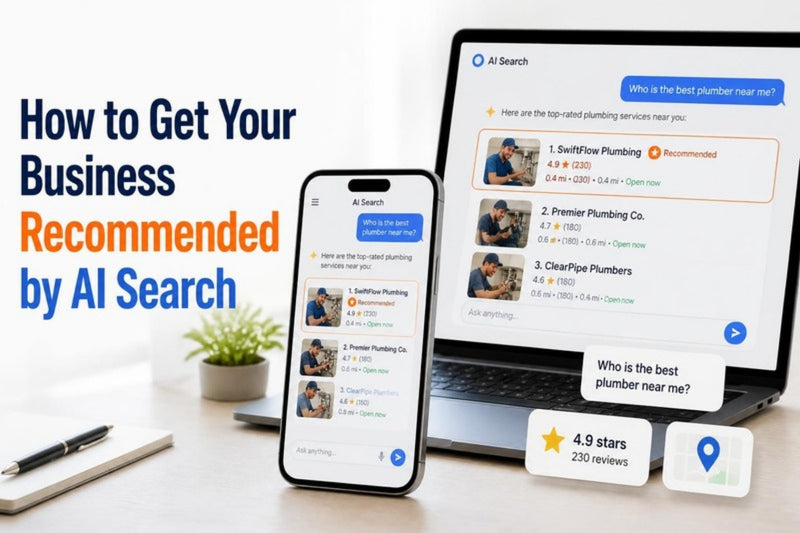 AI chat answer recommending three local businesses with one highlighted