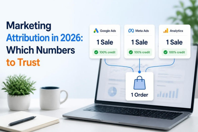 Three ad dashboards each claiming credit for the same single sale