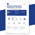 A digital report from 48HourDigital for a 48-hour strategy and service proposal, presented as a clean white document with blue and multicolor accents, set against a dark blue background.